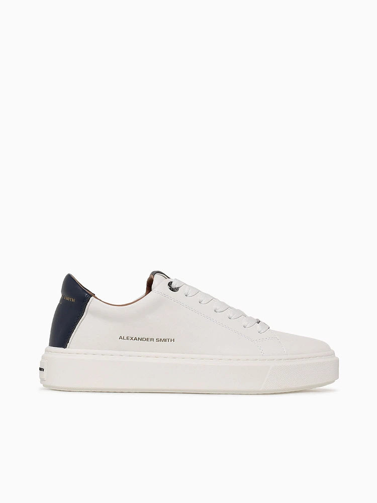 London Man White Blue leather