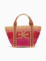 Marley Raffia Small Tote Coral