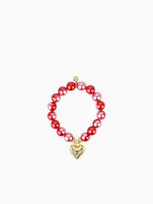 Coeur Beaded Bracelet Rouge