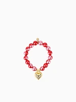 Coeur Beaded Bracelet Rouge