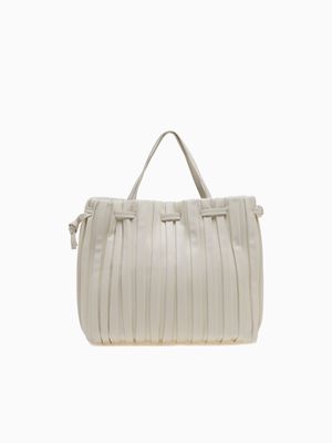 Srb26793 Pleated Shopper White