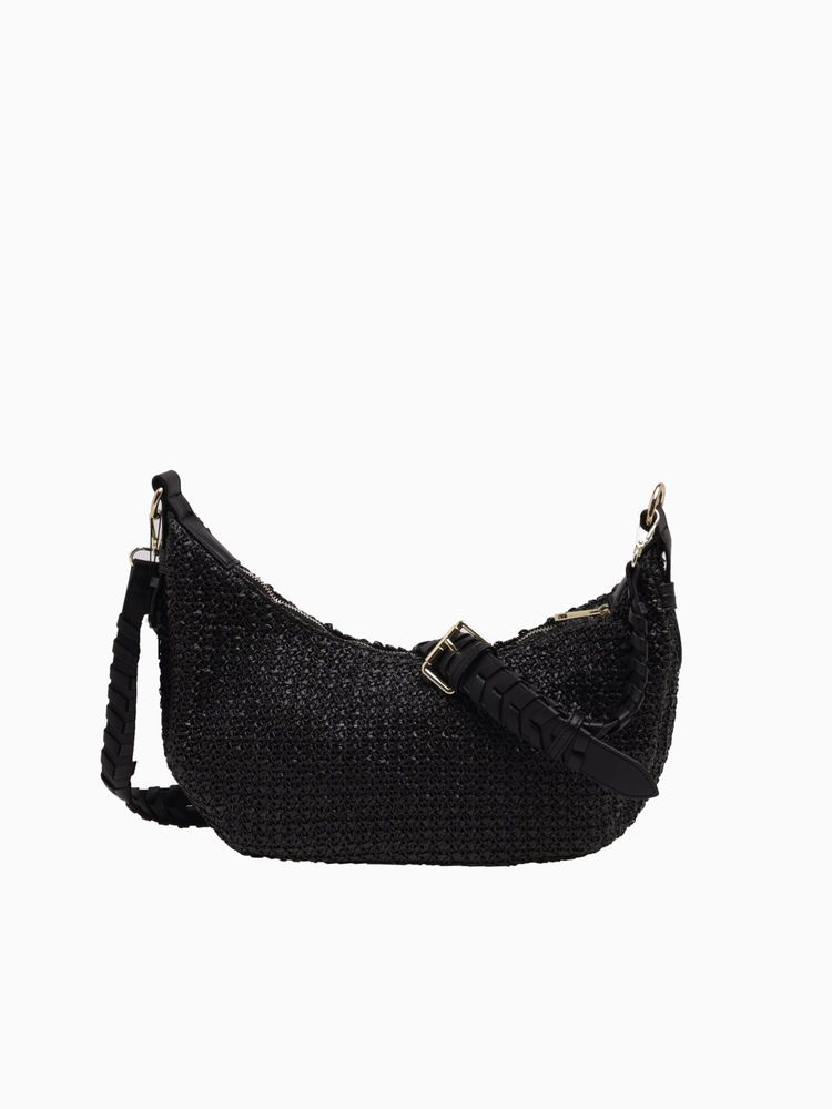 Jk88st Zola Straw Hobo Black Vegan Lea