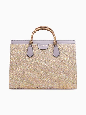 1272 Rainbow Bamboo Tote Beige