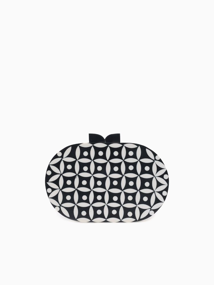 Oval Box Bag Black White