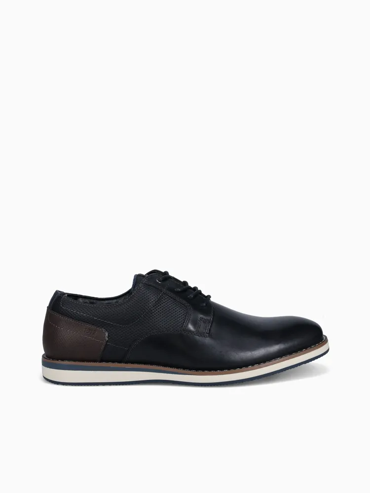 Circuit Plain Toe Black Leather