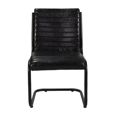 Noha Leather Accent Chair in Black