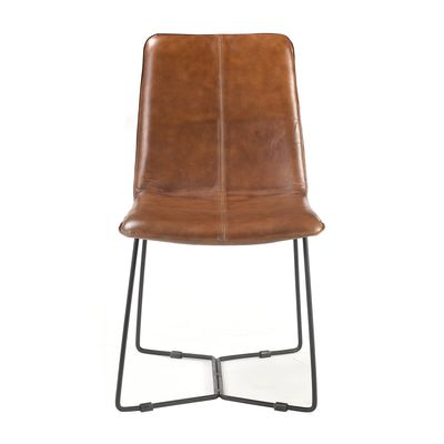 Adlin Buffalo Leather Side Chair in Light Brown