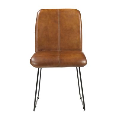 Britt Buffalo Leather Side Chair in Light Brown