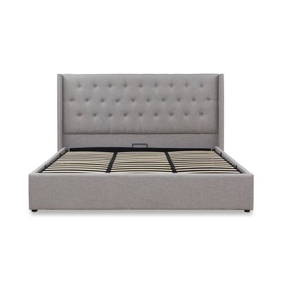 Harven Upholstered Bed Frame Off White/Silver
