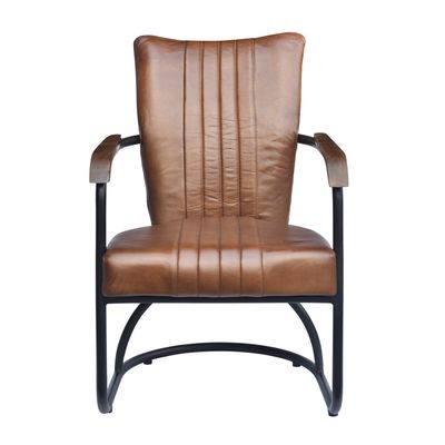 Amery Buffalo Leather Armchair in Light Brown
