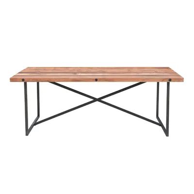 Railwood -Seat Dining Table in Mid-tone Brown Finish