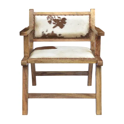 Lela Cowhide Armchair in White and Brown