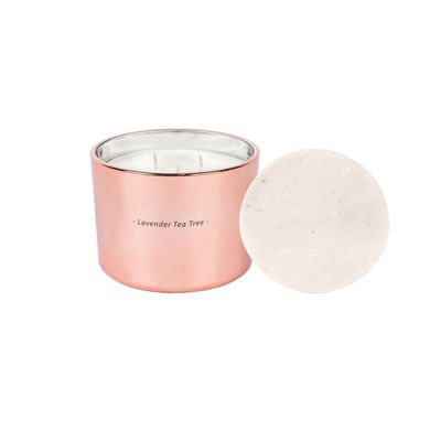 Copper Glass Candle with Marble Lid Large - Lavender Tea Tree