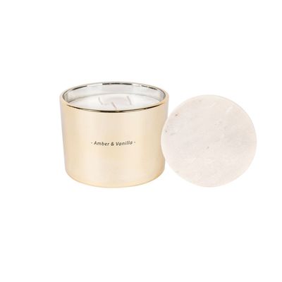 Brass Glass Candle with Marble Lid Medium