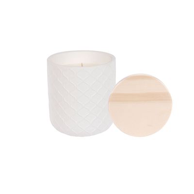Ceramic Candle with Wooden Lid