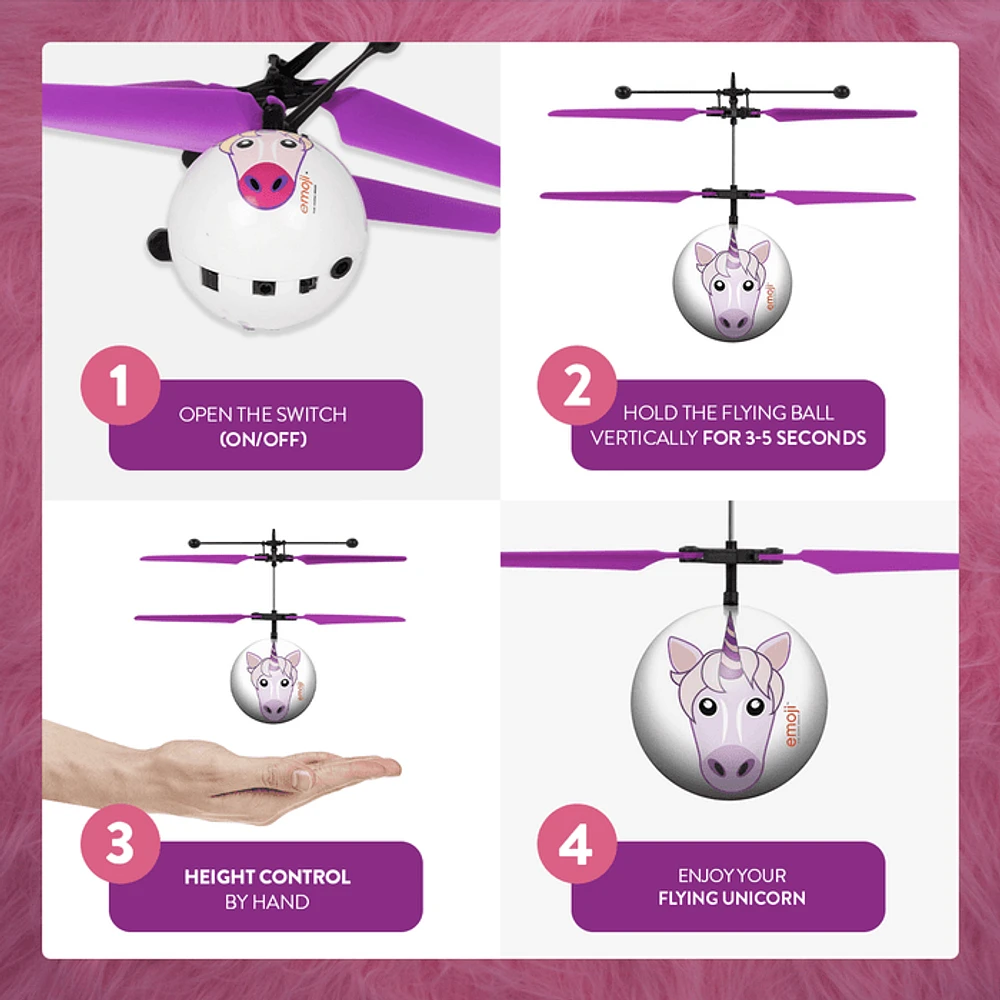 Unicorn Emoji IR UFO Ball Helicopter