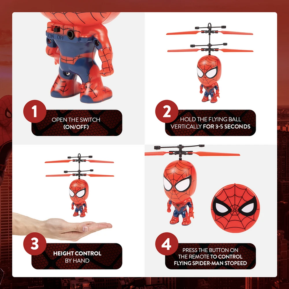 Marvel Spider-Man sous licence de 3,5 pouces Flying Figure IR UFO Big Head Helicopter