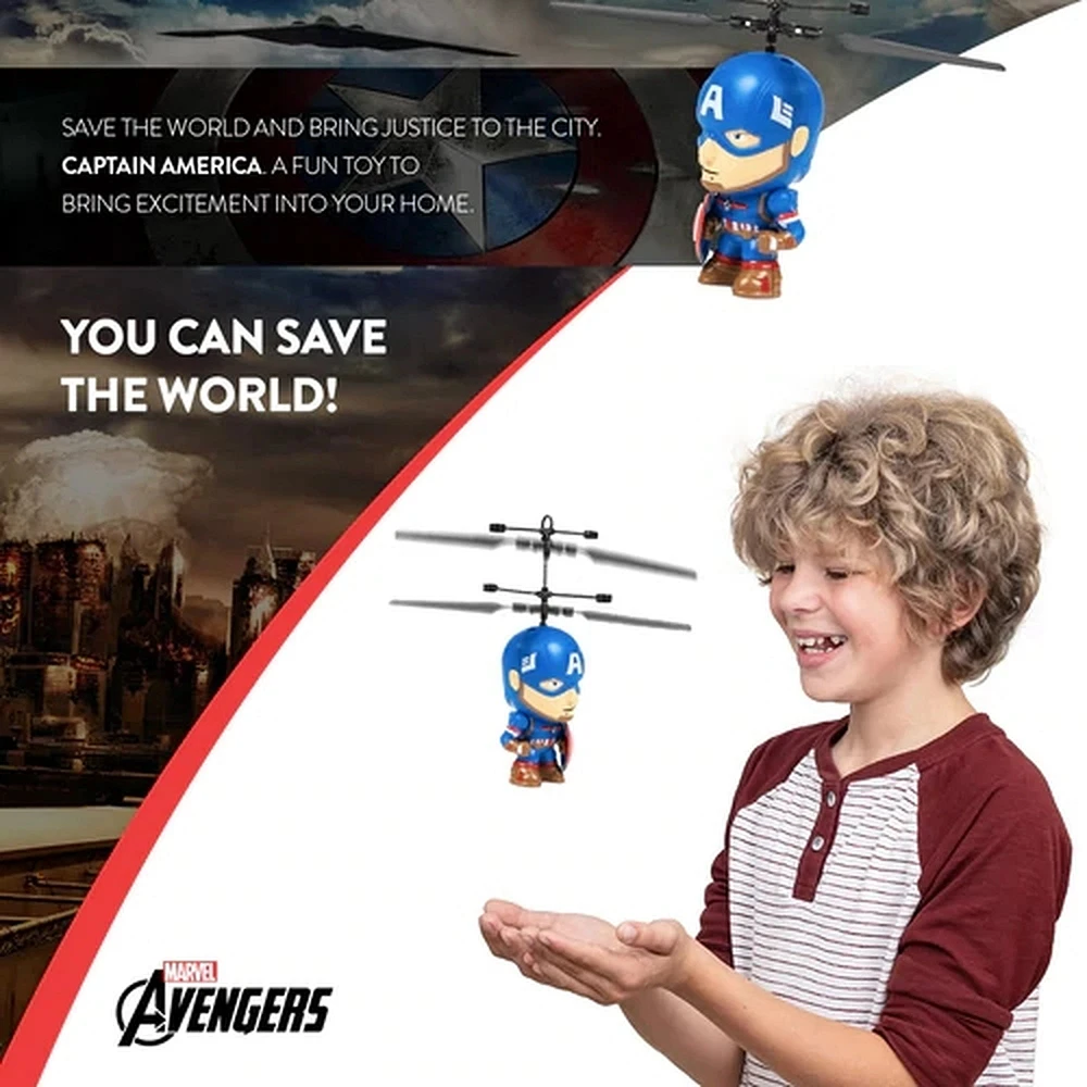 Marvel Captain America sous licence de 3,5 pouces Flying Figure IR UFO Big Head Helicopter