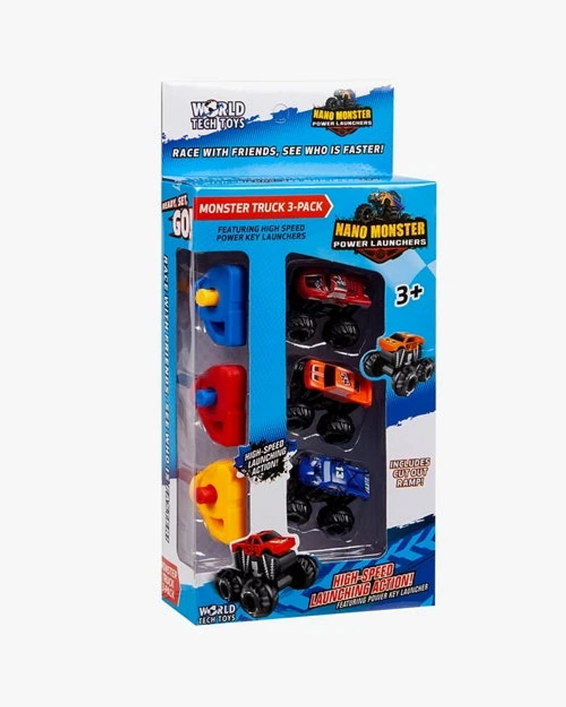 Lanceur de clés à ressort Nano Monster Truck [Pack de 3]