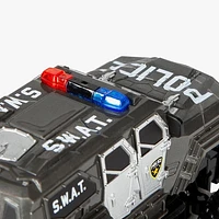 ÉCRASER. Camion de police monstre RC [1:24]