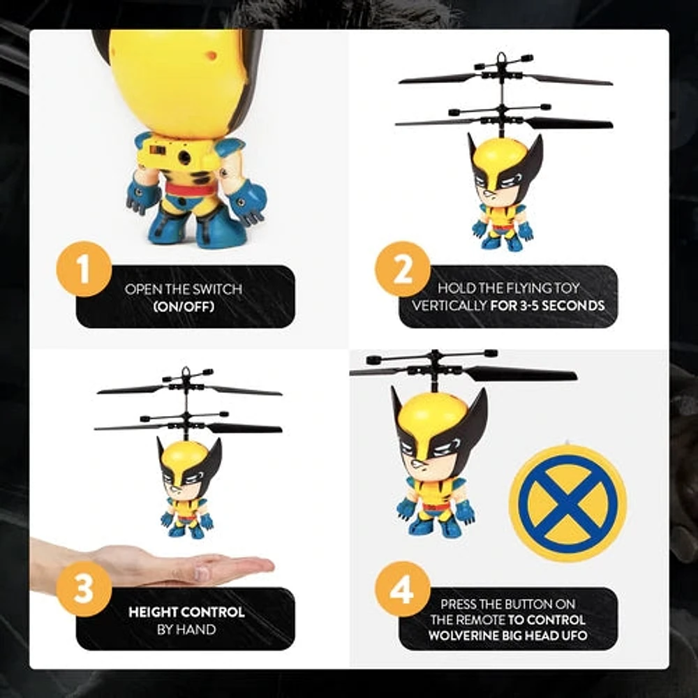 Marvel sous licence X-Men Wolverine figurine volante 3,5 pouces IR UFO grande tête hélicoptère