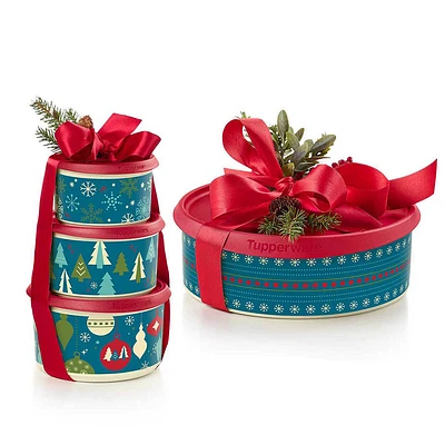 Christmas Stacking Canisters Set of 3 and the Christmas Cookie Canister