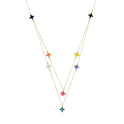 Colorful Enamel Flowers Necklace