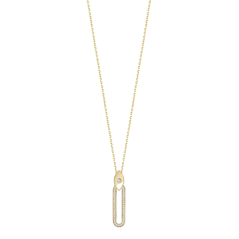 Long Diamond Oval Pendant