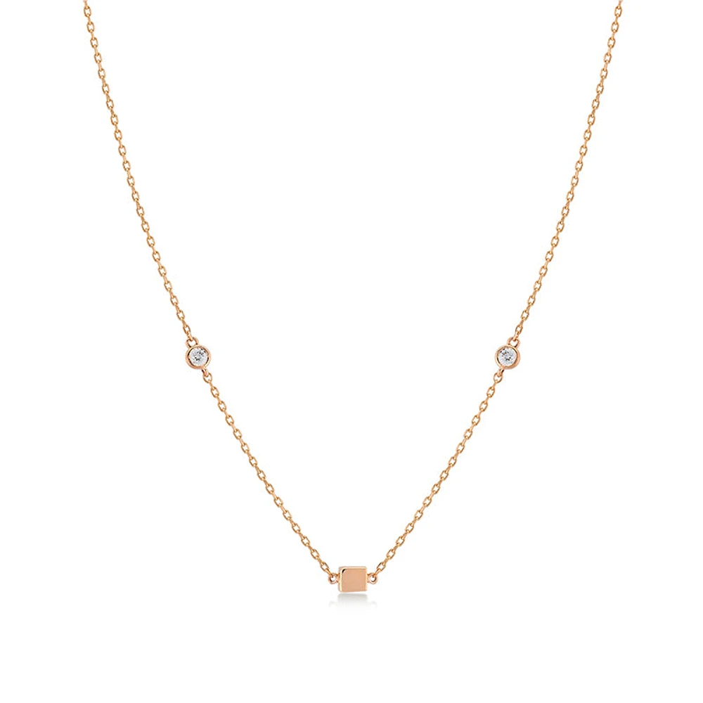 Cube Detail With Stone Necklace