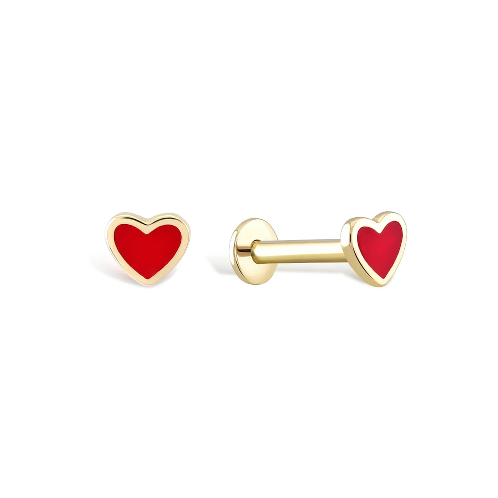 Enameled Golden Heart Piercing -Single