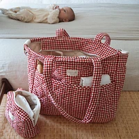 Dans le Sac - Sac à langer en coton biologique - Collection Vichy: Beige