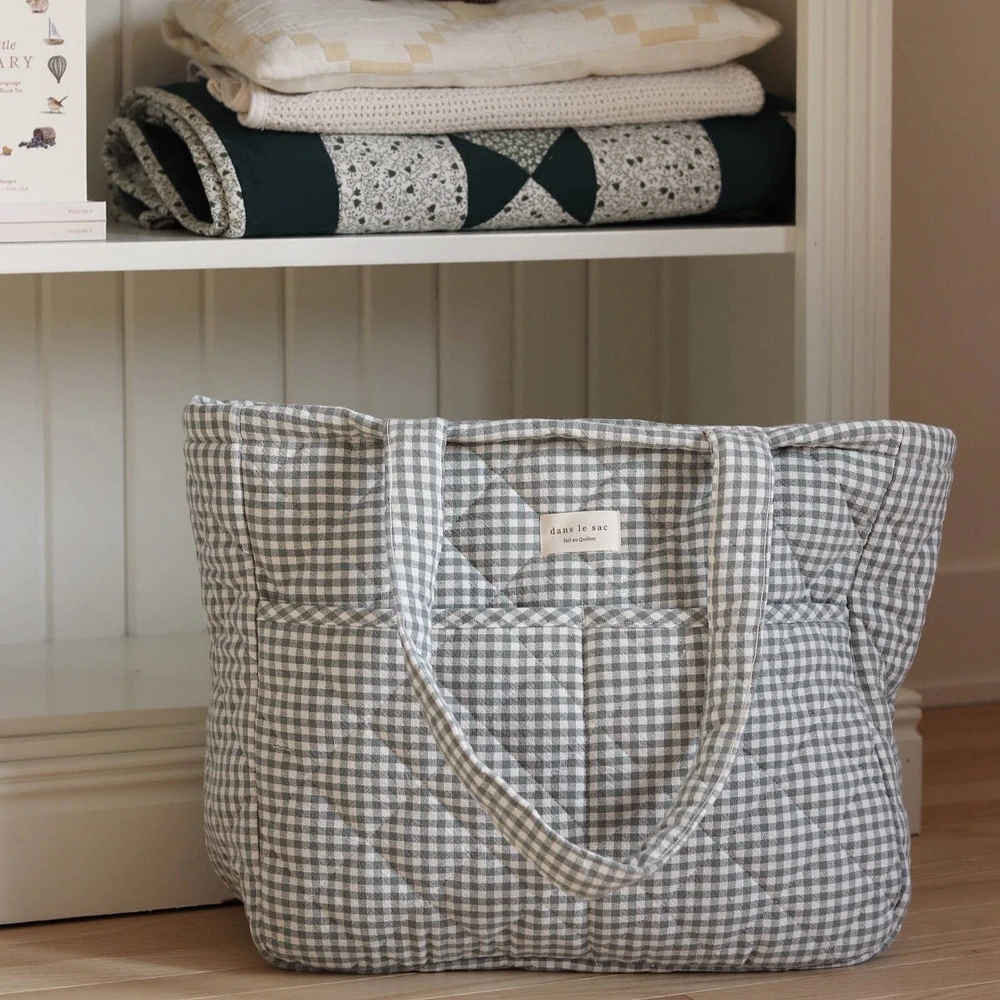 Dans le Sac - Sac à langer en coton biologique - Collection Vichy: Beige