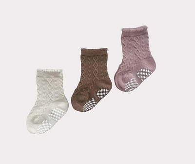 Trio de chaussettes antidérapantes rose