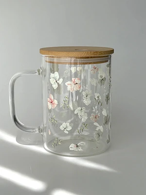 Tasse en verre avec couvercle et paille (17 oz) - Douceur de printemps 🌼🌿💛