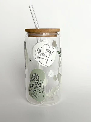 Tumbler en verre avec couvercle et paille (16 oz