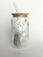 Tumbler en verre avec couvercle et paille (16 oz