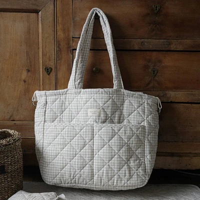 Dans le Sac - Sac à langer en coton biologique - Collection Vichy: Beige