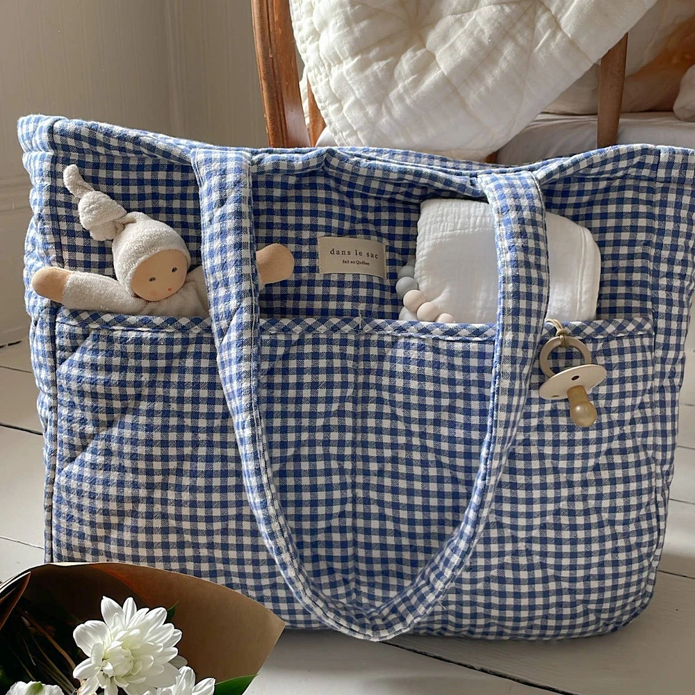 Dans le Sac - Sac à langer en coton biologique - Collection Vichy: Beige