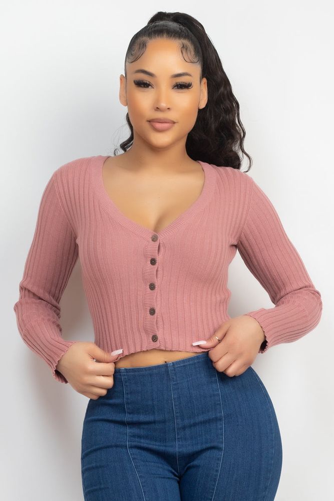 Cotton Long Sleeve Button Top