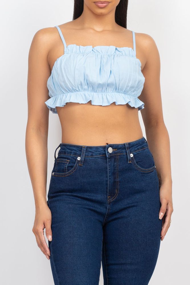 Ruffled Sleeveless Crop Top