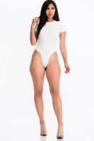 Luxe Feel Short Sleeve Mock Neck Rib-Knit Bodysuit