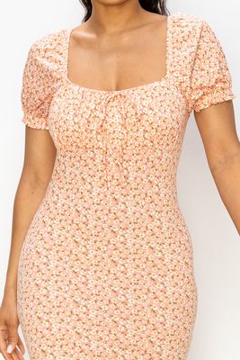 Floral Square Neck Mini Dress