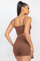 Faux Suede Cami Top & Pleated Skorts Set