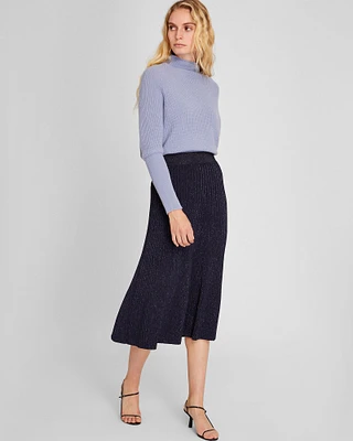 Metallic Rib Knit Midi Skirt