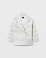 Short Double-Breasted Textured Relaxed Coat