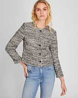 Bouclé Cropped Collarless Jacket