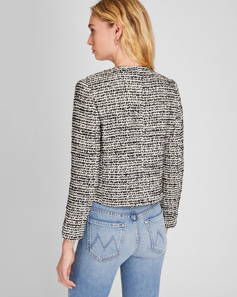 Bouclé Cropped Collarless Jacket
