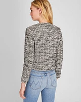 Bouclé Cropped Collarless Jacket