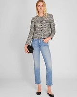 Bouclé Cropped Collarless Jacket