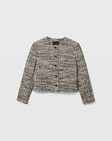 Bouclé Cropped Collarless Jacket